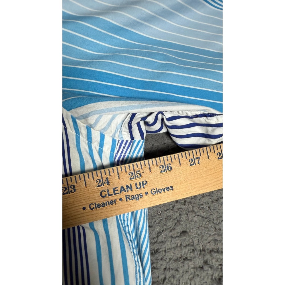 Brooks‎ Brothers Striped Button Down Shirt Preppy Blue Cotton Mens L - Picture 6 of 8